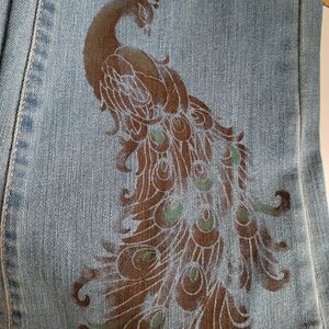 Levi's Blue Jeans with Peacock Design